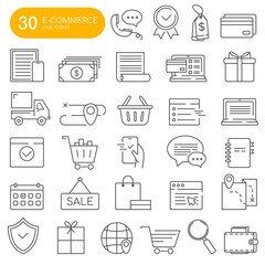E-Commerce line web icon set. Editable Stroke. Pixel Perfect. Shopping. Online shopping thin line icons.