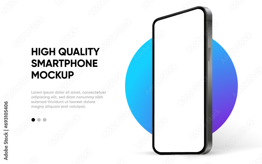 Fototapete 3d realistic high quality smartphone mockup with isolated background. smart phone mockup collection.