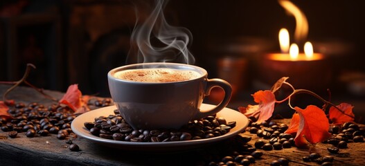 Fototapeta premium a coffee cup full of beans