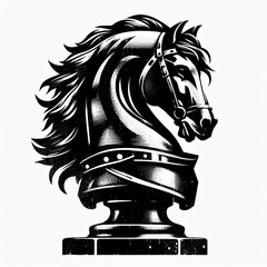 illustration of Chess Knight Horse. vintage grunge logo. ai generate - obrazy, fototapety, plakaty