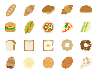 いろいろな、パンのアイコンのイラストセット