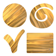 Set of gold foil shapes for design work isolated on white background