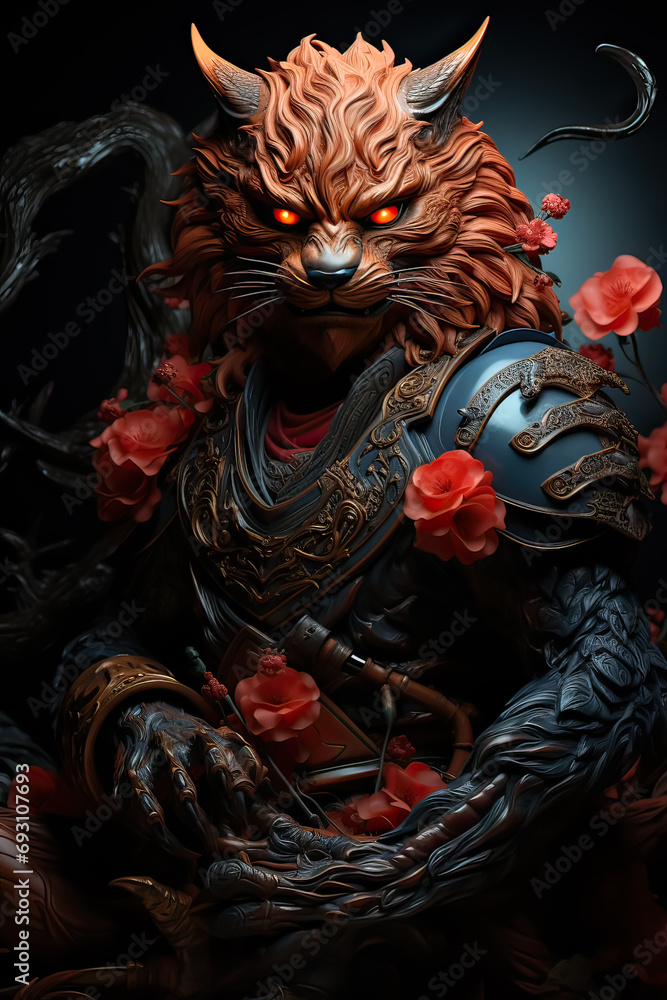 Poster an armored dragon strikes an enchanting pose in this unique portrait, combining fantasy and charm in