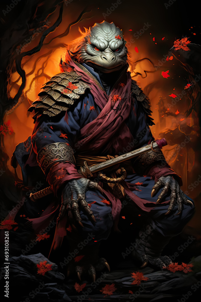 Poster an armored turtle strikes an adorable pose in this unique portrait, combining fantasy and charm in a