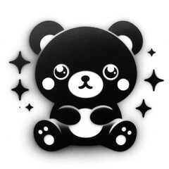 a kawaii bear in stencil-art style,black and white, generative ai