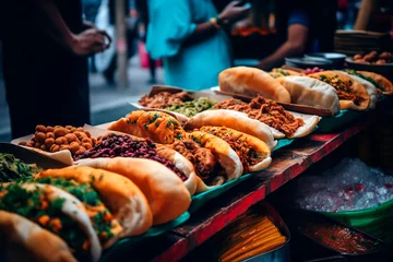 Foto op Plexiglas international colorful modern streetfood, fastfood, market © epiximages