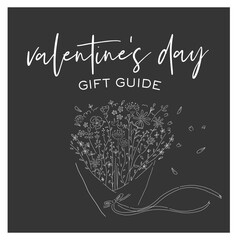 Valentine event corporate greeting graphic design template with Hand drawn vector illustration _ Valentine's day _ Flower bouquet 