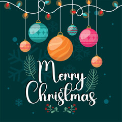 Christmas cute card with christmas tree balls Vector