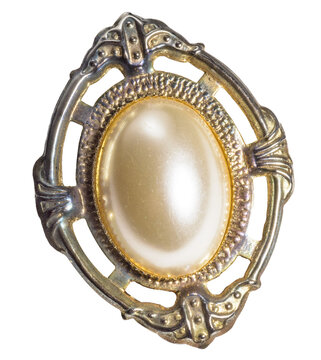  broche avec perle sur fond transparent, PNG