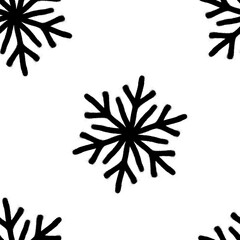 Seamless pattern of sprayed snowflakes with overspray in black over white. Vector illustration template