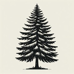 illustration of pine tree. vintage grunge logo. ai generate - obrazy, fototapety, plakaty
