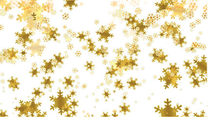 Merry Christmas Golden Background with falling snowflakes, stars