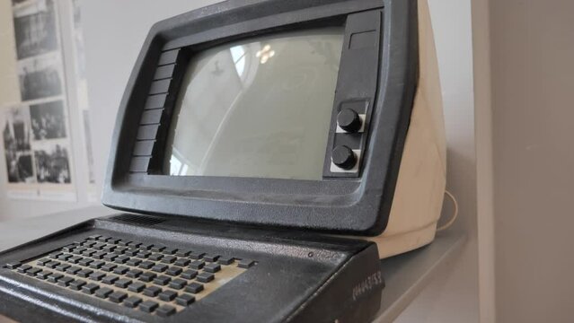 Old Fashioned Pc With Retro Screen, Keyboard
