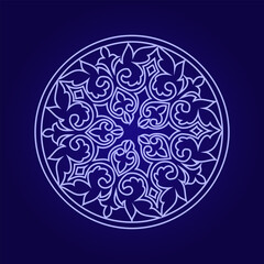 Round Pattern Mandala. Abstract design of Persian, Islamic, Turkish, Arabic vector circle floral ornamental border. Abstract Asian elements of the national pattern of the ancient nomads of the Kyrgyz