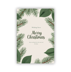 Simple Minimalist Vertical Merry Christmas Greeting Card Invitation, Christmas Business Card