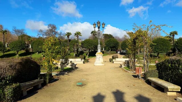 The gardens of La Rosaleda in the city of Valladolid, Spain. High quality 4k footage