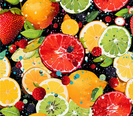 orange, fruits,strawberry, Generative AI illustration