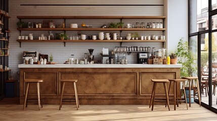 Coffee shop counter bar, ai generative