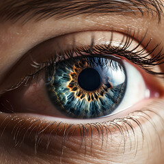 Close up view of a eye.Striking AI-generated close-up of an eye, perfect for themes of vision, perception, and technology 