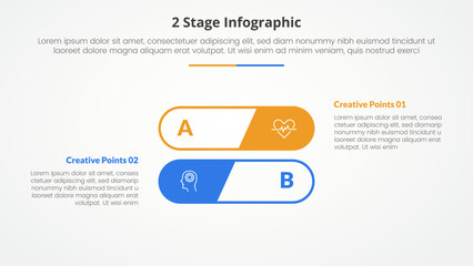 Fototapeta na wymiar 2 points stage template for comparison opposite infographic concept for slide presentation with round outline stack shape with flat style