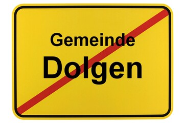 Illustration eines Ortsschildes der Gemeinde Dolgen in Mecklenburg-Vorpommern