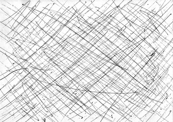 Black grunge Hand drawn scrawl scratch texture isolated on white background for overlay