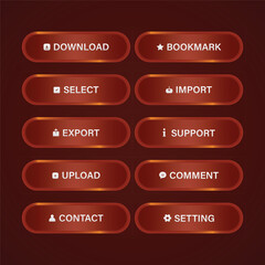 orange bright buttons web and mobile app set gradient