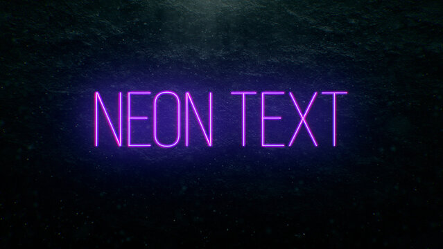 Neon Text Effect Appearing on Stone Wall Background