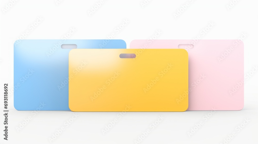 Poster a set of three pastel colored folders on a white background with a clipping area for text or a clipp