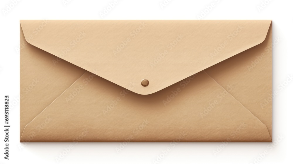Aufkleber a beige envelope on a white background the envelope is made of a sturdy material and has a flap that