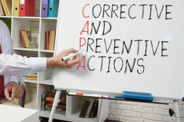 Corrective and Preventive Actions CAPA are shown using the text on the board
