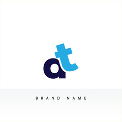 Creative and Vibrant Letter A T Logo Design with Colorful Gradient Concept. A T Logo with Blend Style for Business and Technology Brand Identity