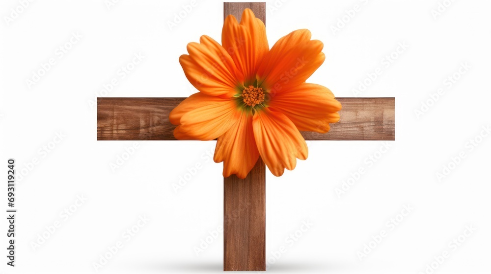 Aufkleber a close up of a cross with a flower in the middle of it and a cross on the other side of the cross w