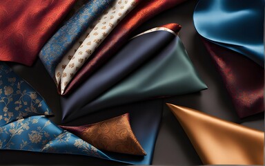 Playful patterns and colors in a collection of silk pocket squares.

