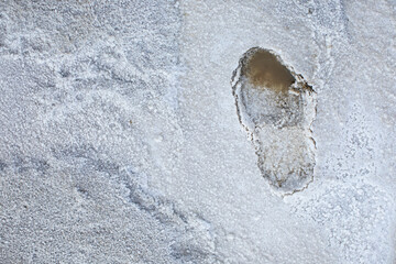 Foot print on a salt surface