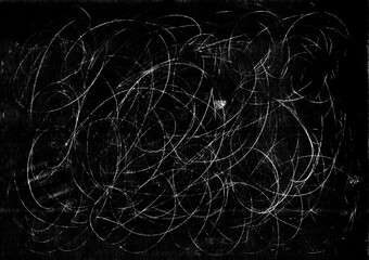 White grunge Hand drawn scrawl scratch texture isolated on black background for overlay