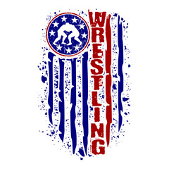 Wrestling distressed USA flag design for wrestling fans and lovers - obrazy, fototapety, plakaty
