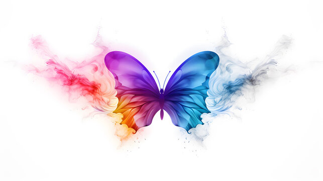 Colorful and smoky butterfly shaped painting