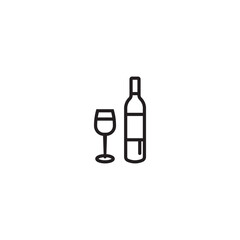 Original vector illustration. The icon of a wine bottle with glasses.