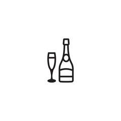 Original vector illustration. The icon of a bottle of champagne with glasses.