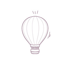 Hand Drawn illustration of hot air ballon icon. Doodle Vector Sketch Illustration