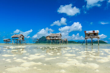 Beautiful landscapes view borneo sea gypsy water village in Maiga Island, Semporna Sabah, Malaysia.