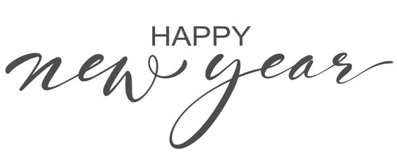 Happy new year hand writing style vector text message