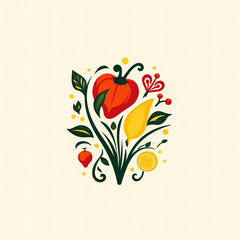 Simple flat logo of vegetables, circulation, fashion, health Generative AI 