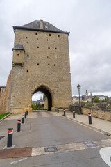 Fototapeta na wymiar View to walls and tower of the Rham plateau in the city Luxembourg