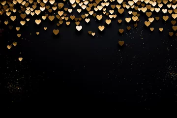 Foto op Plexiglas Minimal elegant blank black card mockup for birthday, anniversary, Valentines Day. Birthday background with copyspace for text. Gold and black. © Anastasiia