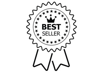 set of best seller stickers, badges, labels vector black-white illustration