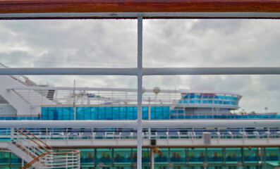 Modern Princess luxury cruise ship liner in the port of Nassau, Bahamas during Caribbean cruising...