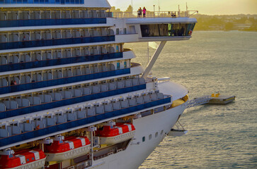 Modern Princess luxury cruise ship liner in the port of Nassau, Bahamas during Caribbean cruising...