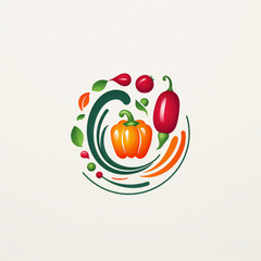 Simple line art flat logo minimalist style vegetables, circulation, fashion, health, super simple Generative AI 